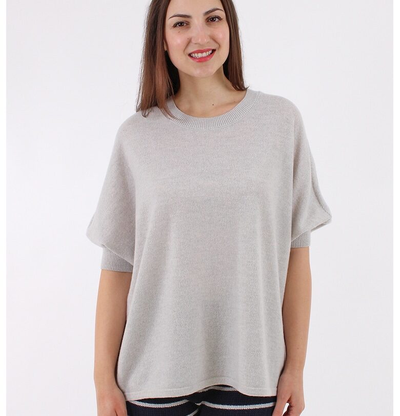 Свободен пуловер с вълна и кашмир - Светло сив AMAYA ROS