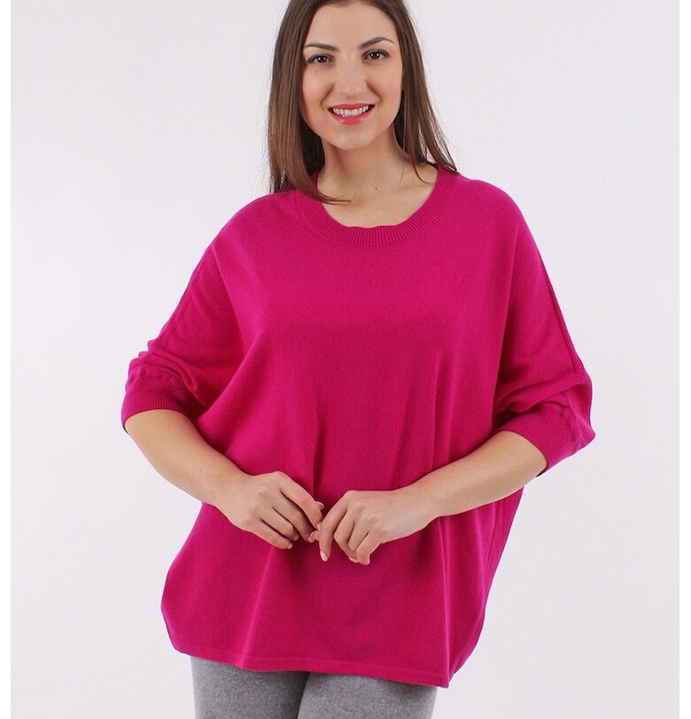 Свободен пуловер с вълна и кашмир - Фуксия AMAYA ROS