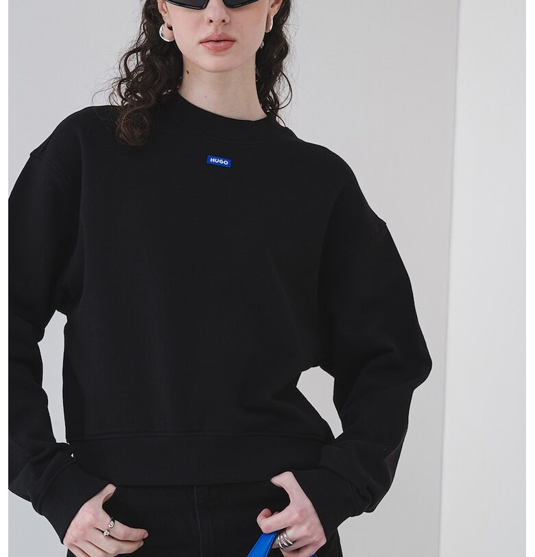 Свободен суитшърт Delessa - Черен HUGO