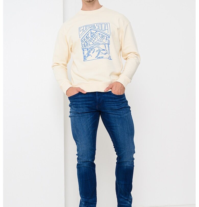 Свободен суитшърт от памук - Син/Светло бежово Scotch  Soda