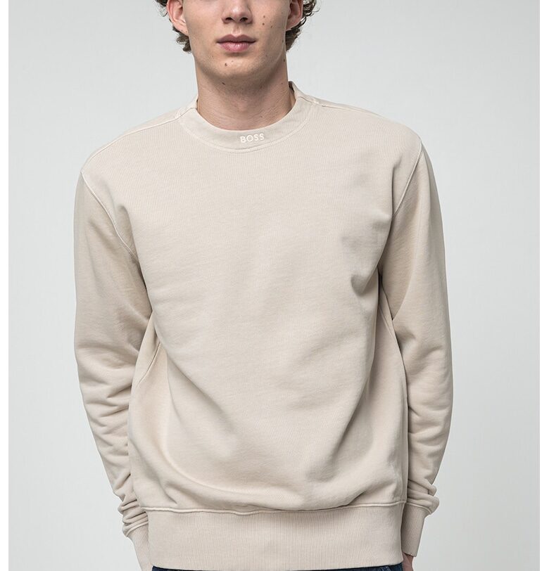 Свободен суитшърт с бродирано лого - Бежов BOSS