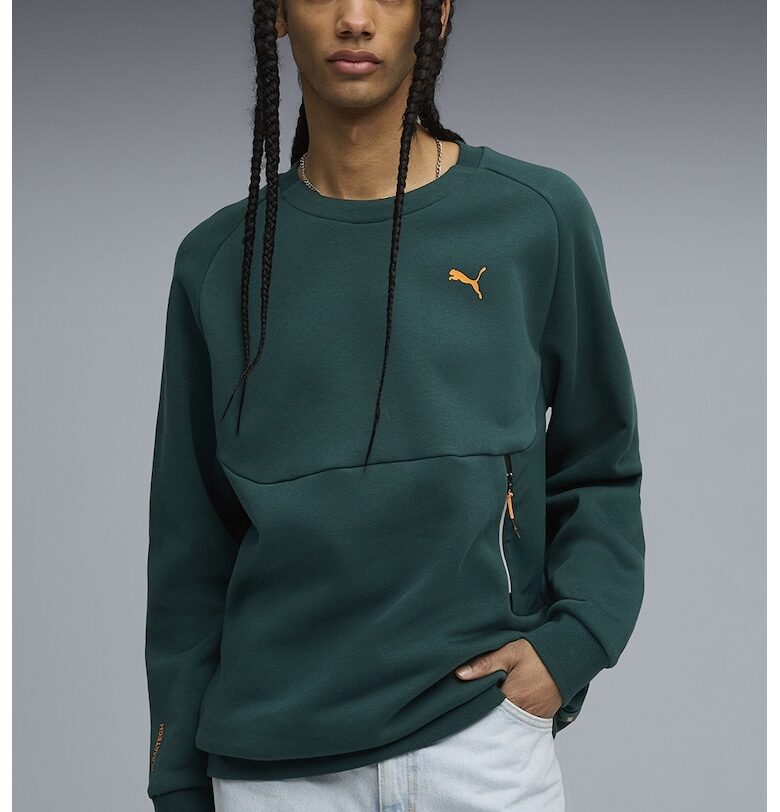 Свободен суитшърт с къс цип - Тъмнозелен Puma