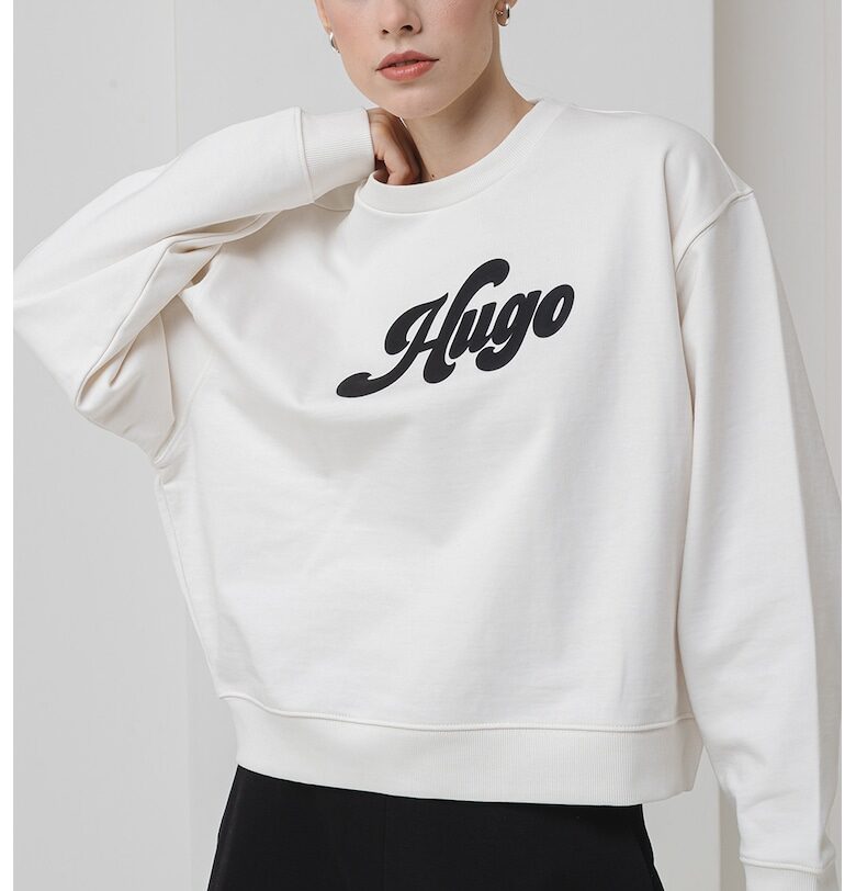 Свободен суитшърт с лого - Бял/Черен HUGO