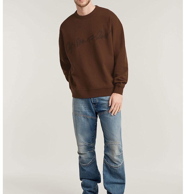 Свободен суитшърт с лого - Кафяв G-STAR