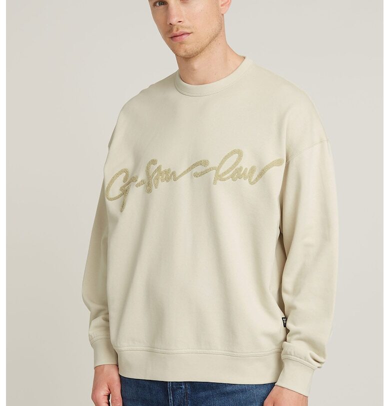 Свободен суитшърт с лого - Крем G-STAR