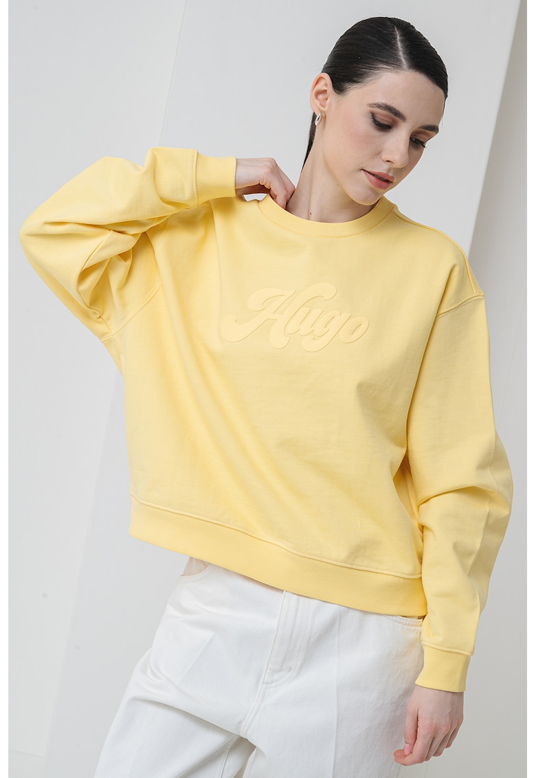 Свободен суитшърт с лого - Светло жълто HUGO