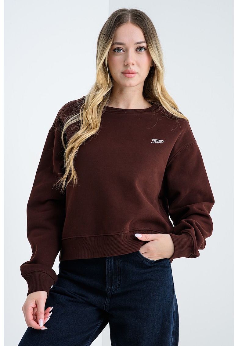 Свободен суитшърт с овално деколте - Виолетов Tommy Jeans