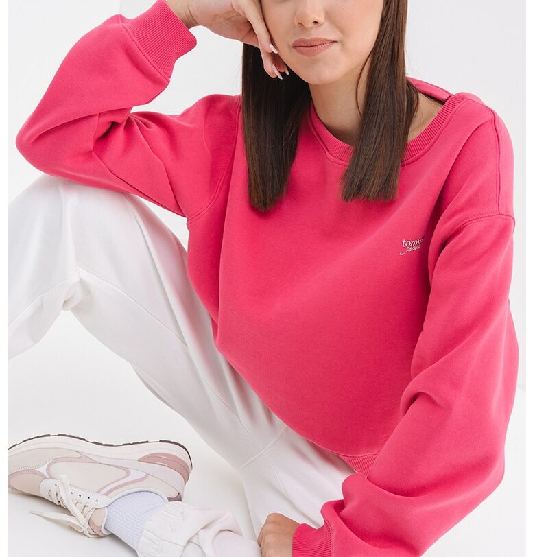 Свободен суитшърт с овално деколте - Малина Tommy Jeans