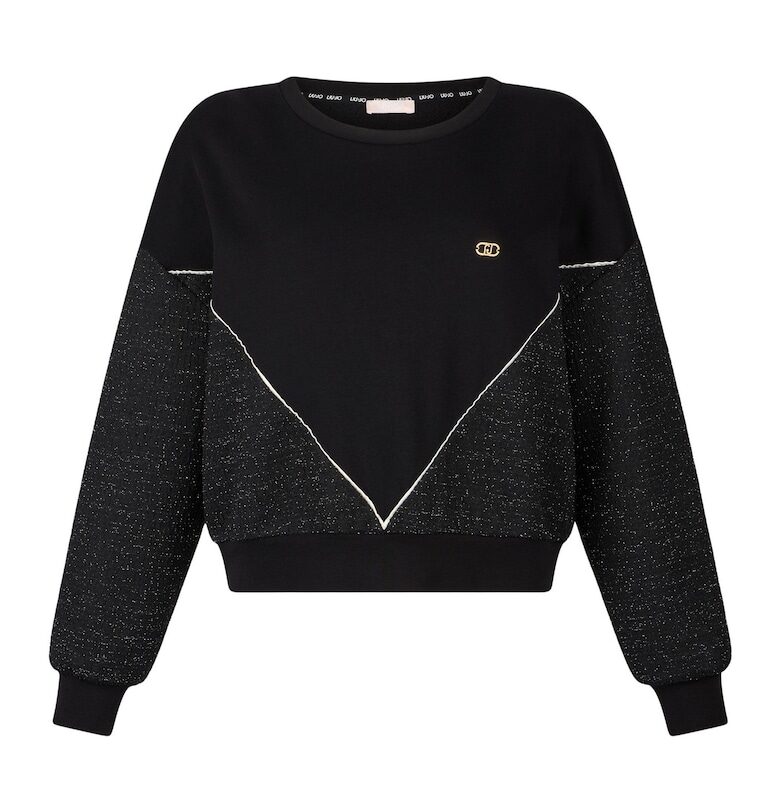 Свободен суитшърт с паднали ръкави - Черен Liu Jo