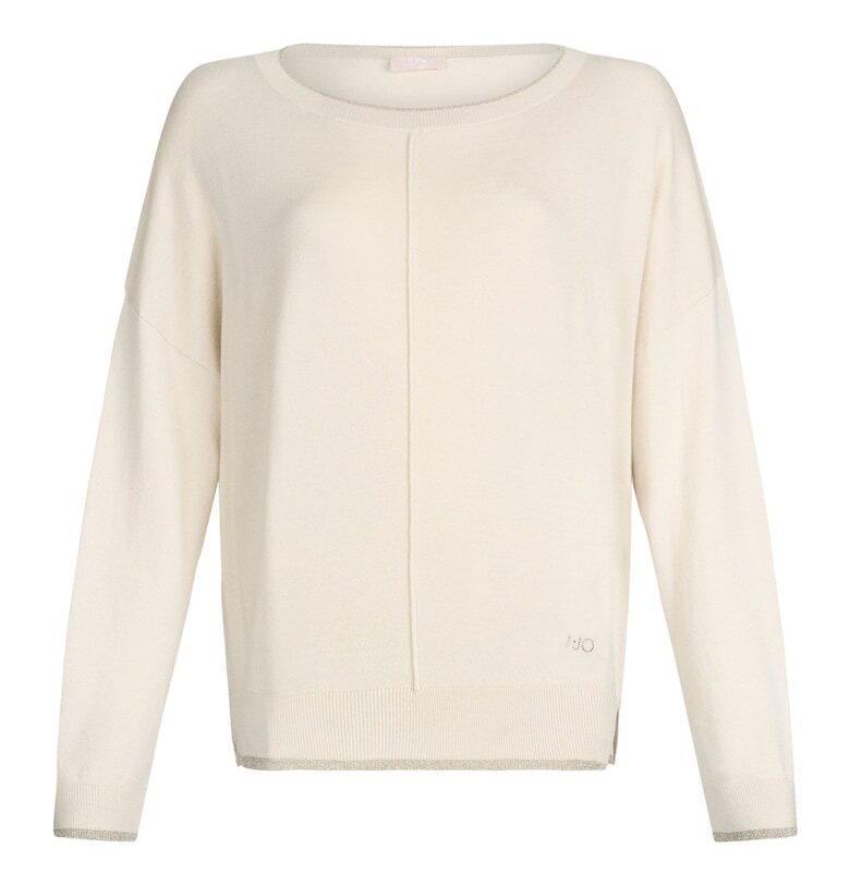 Свободен фино плетен пуловер - Светло бежово Liu Jo