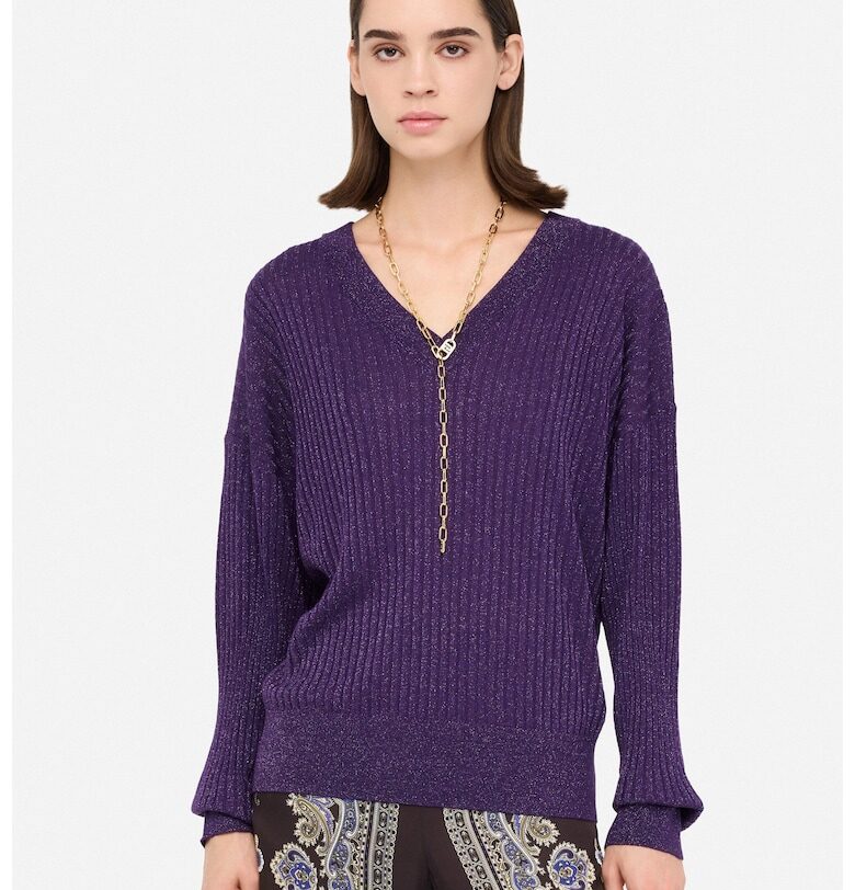 Свободен шпиц пуловер - Виолетов Liu Jo