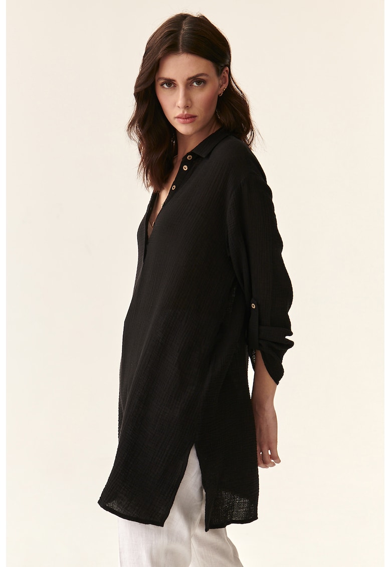 Свободна блуза с копчета - Черен Tatuum