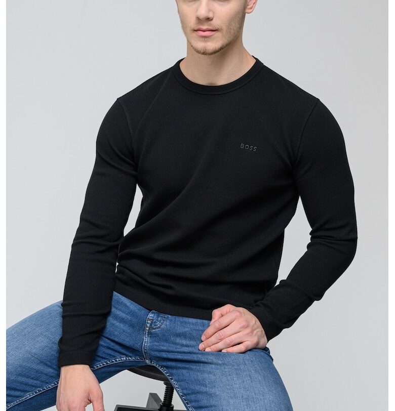 Свободна блуза с релеф - Черен BOSS