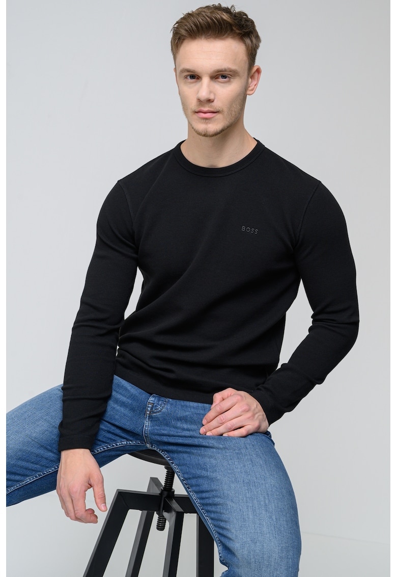 Свободна блуза с релеф - Черен BOSS