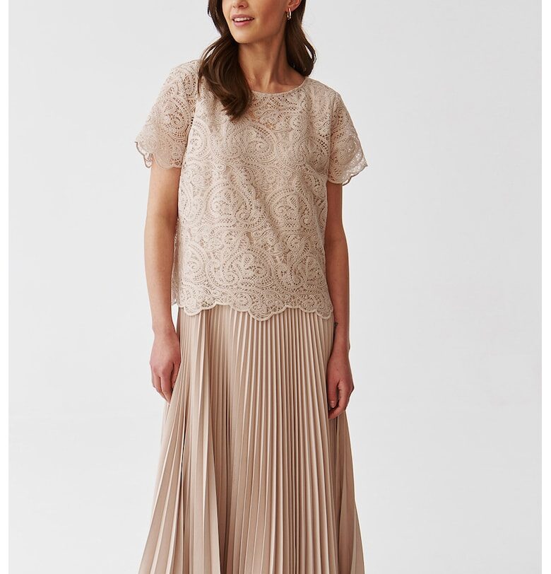 Свободна дантелена рокля - Бежов Tatuum