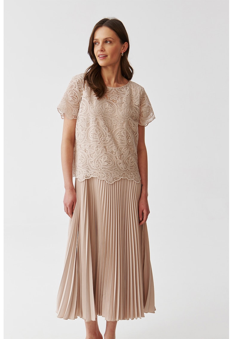 Свободна дантелена рокля - Бежов Tatuum