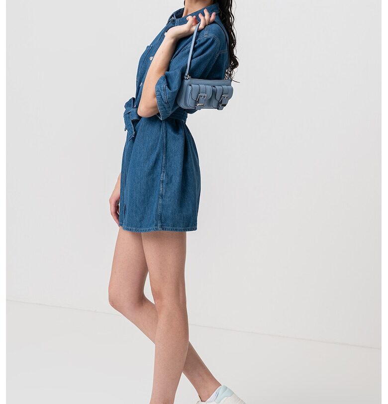 Свободна дънкова рокля-риза - Тъмносин CALVIN KLEIN JEANS