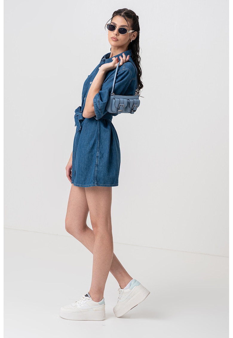 Свободна дънкова рокля-риза - Тъмносин CALVIN KLEIN JEANS