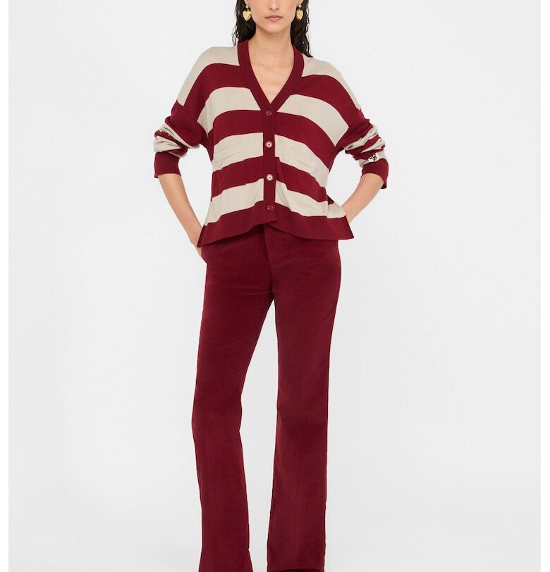 Свободна жилетка с вълна - Бордо/Светло бежово Liu Jo