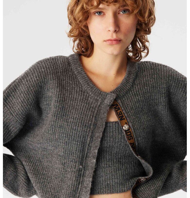 Свободна жилетка с копчета - Меланж тъмно сиво TWIST