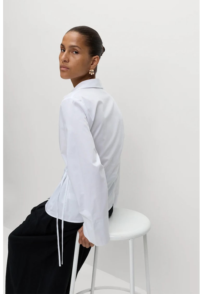 Свободна застъпена риза с разкроени ръкави - Бял Marks Spencer