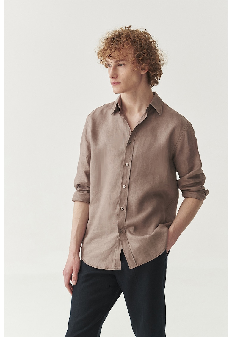 Свободна ленена риза - Бледовиолетов Tatuum