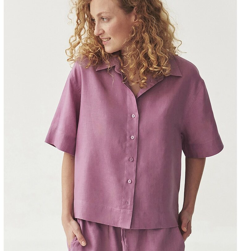 Свободна ленена риза - Лилав Tatuum
