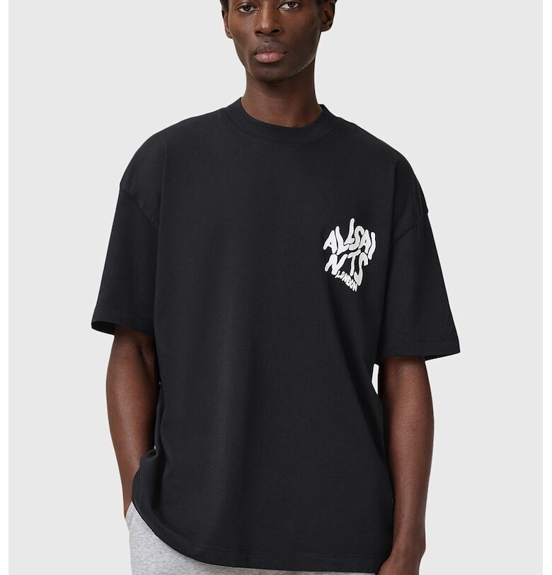 Свободна памучна тениска Orlando с лого - Черен AllSaints