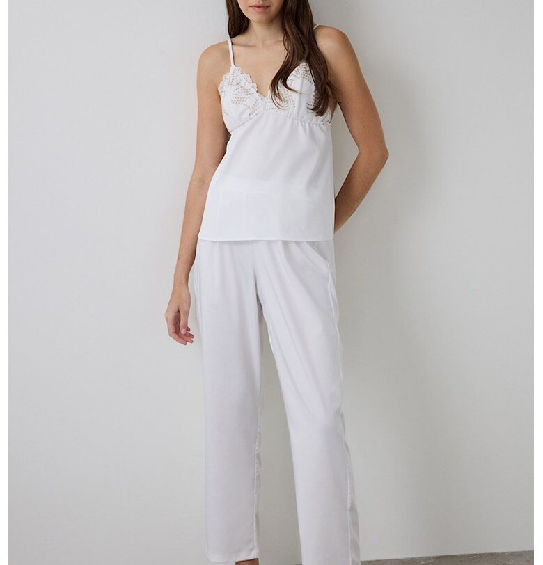 Свободна пижама с бродерии - Бял Penti