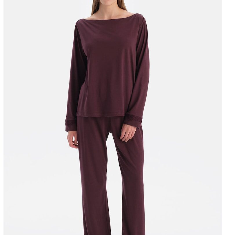 Свободна пижама с модал и деколте тип лодка - Тъмновиолетов DAGI