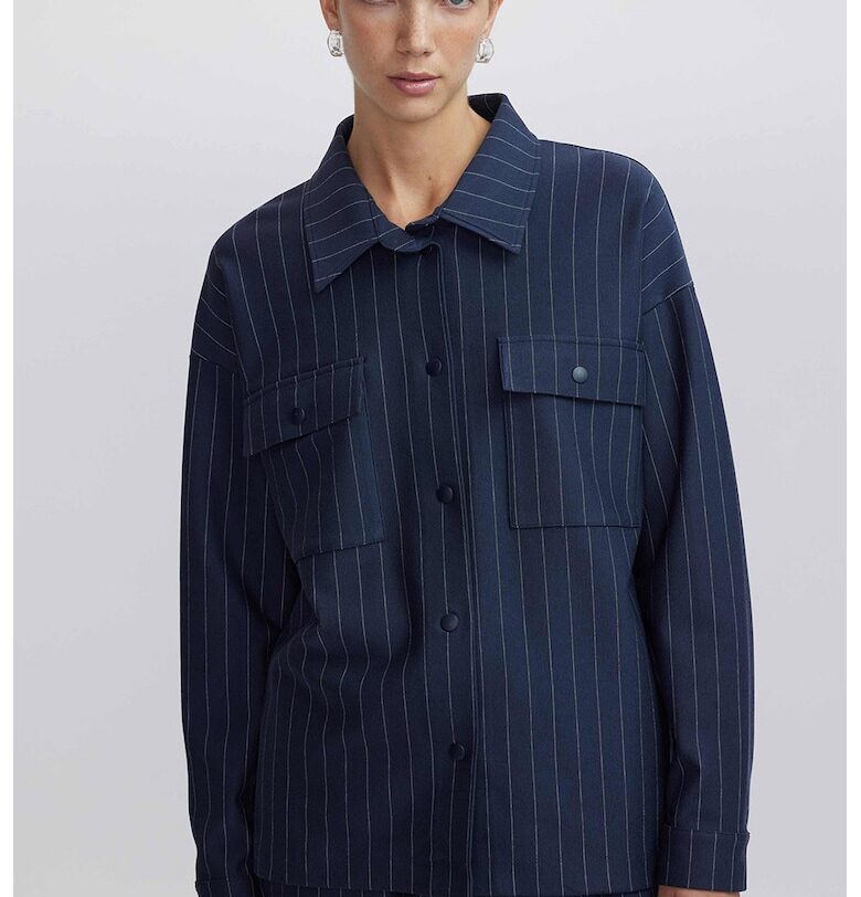 Свободна раирана риза - Тъмносин Ipekyol