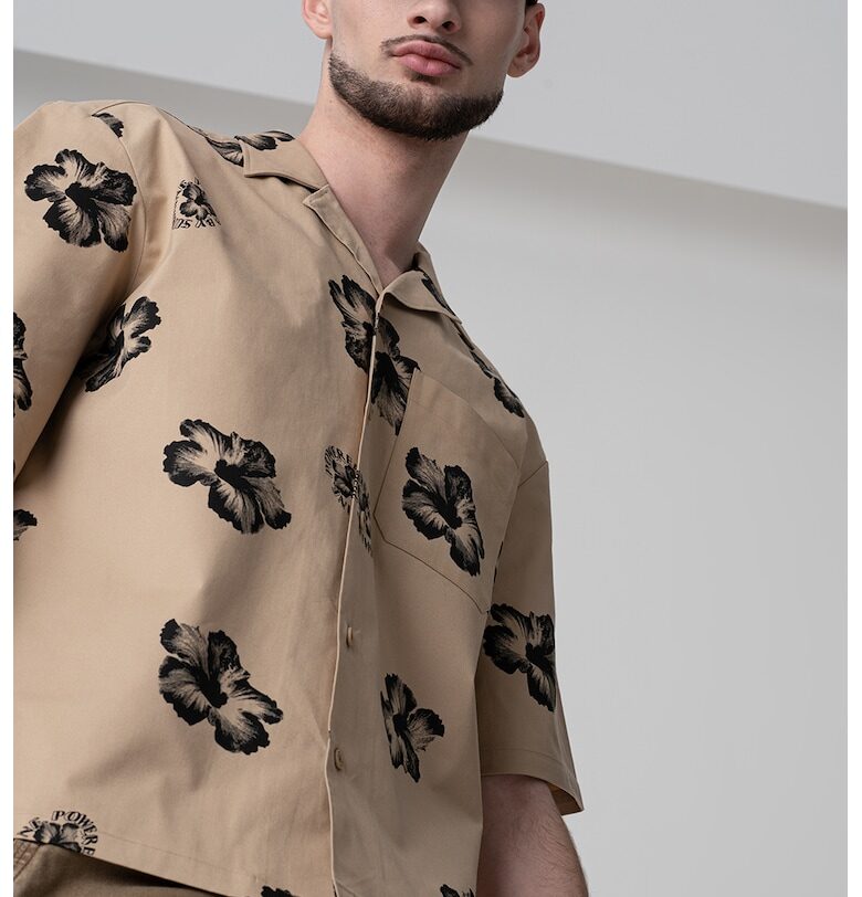 Свободна риза Eligino - Черен/Бежов HUGO