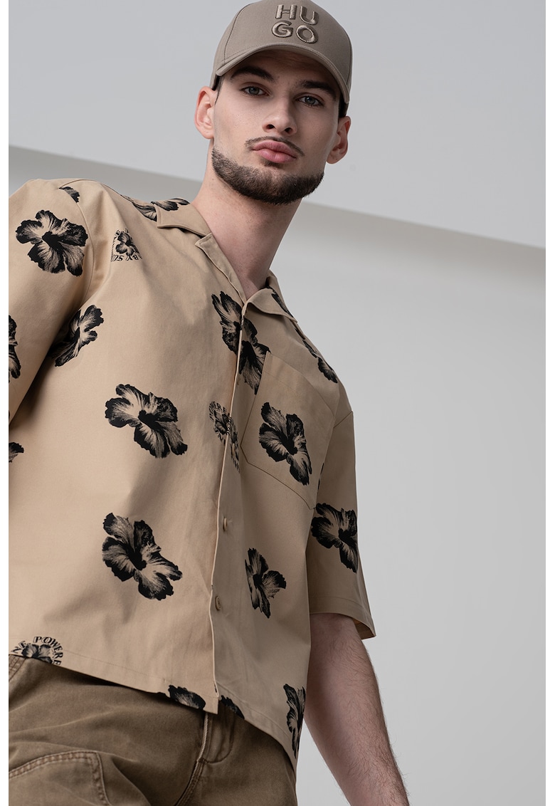 Свободна риза Eligino - Черен/Бежов HUGO