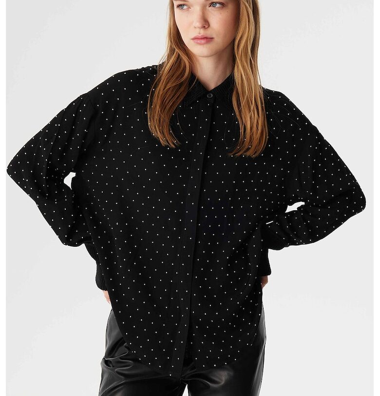 Свободна риза на точки - Бял/Черен TWIST