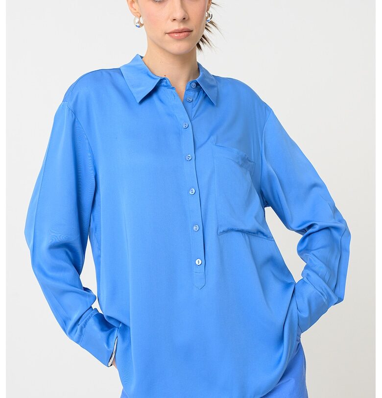 Свободна риза с джоб на гърдите - Светлосин Stefanel