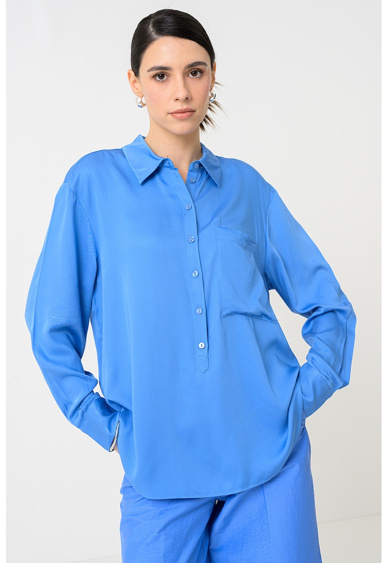 Свободна риза с джоб на гърдите - Светлосин Stefanel