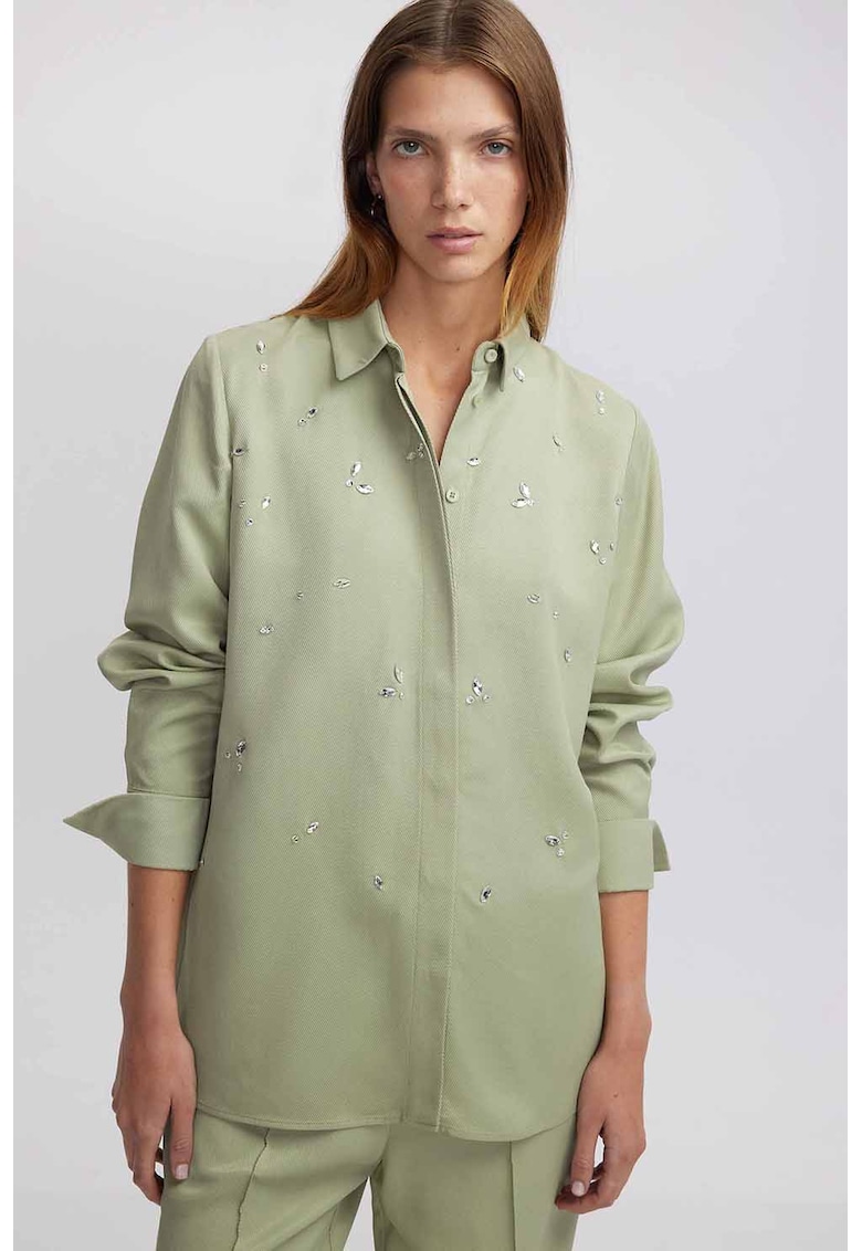 Свободна риза с копчета - Бледозелен Ipekyol