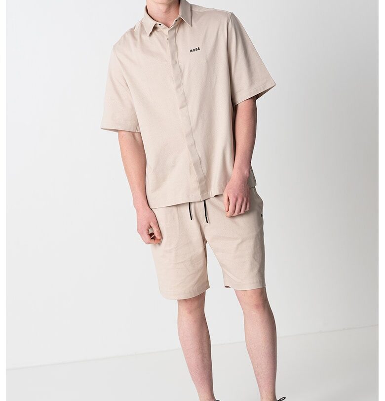 Свободна риза с къси ръкави - Бежов BOSS