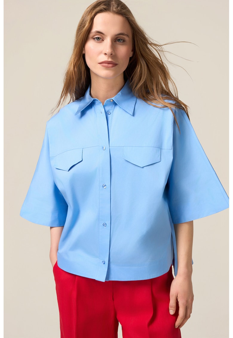 Свободна риза с къси ръкави - Светлосин Oltre