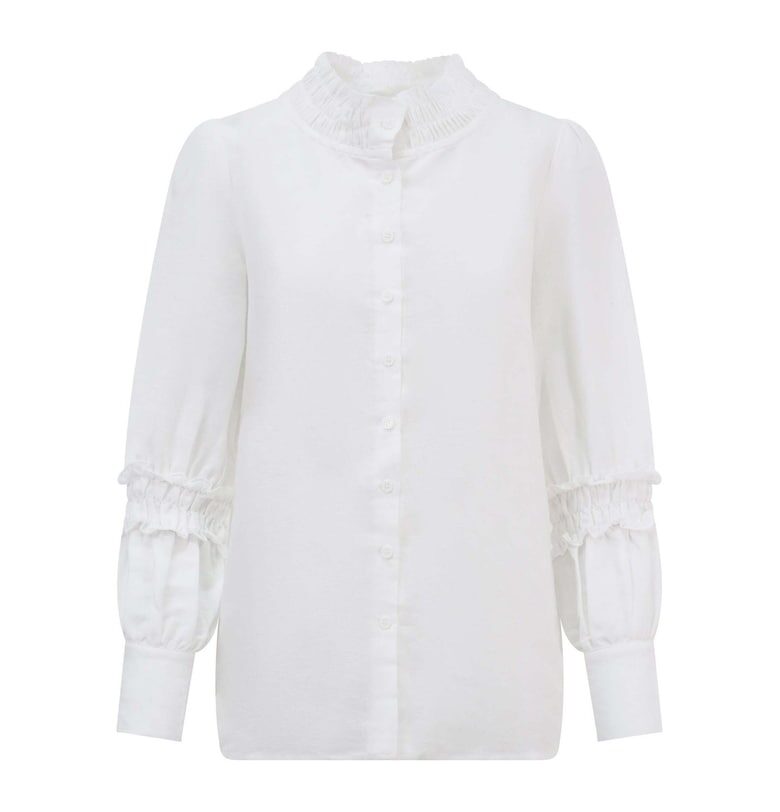 Свободна риза с лен - Бял BALOU