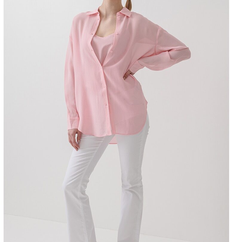 Свободна риза с паднали ръкави - Розово ARMANI EXCHANGE