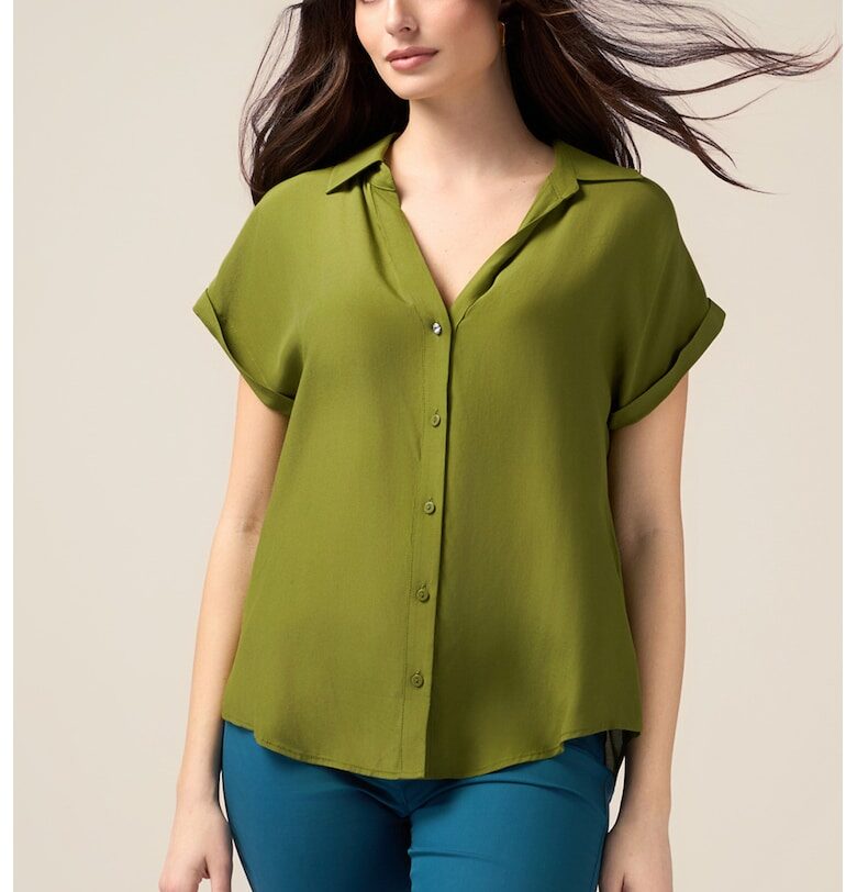 Свободна риза с шпиц - Маслинено зелено Oltre