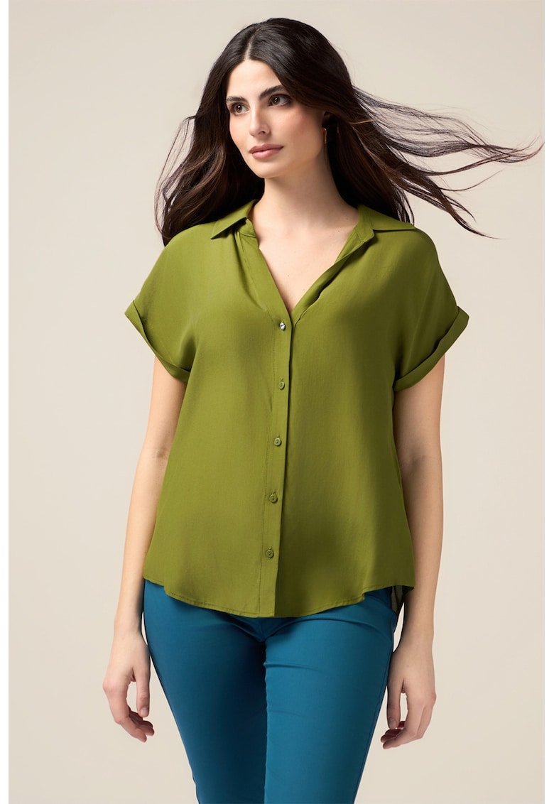 Свободна риза с шпиц - Маслинено зелено Oltre