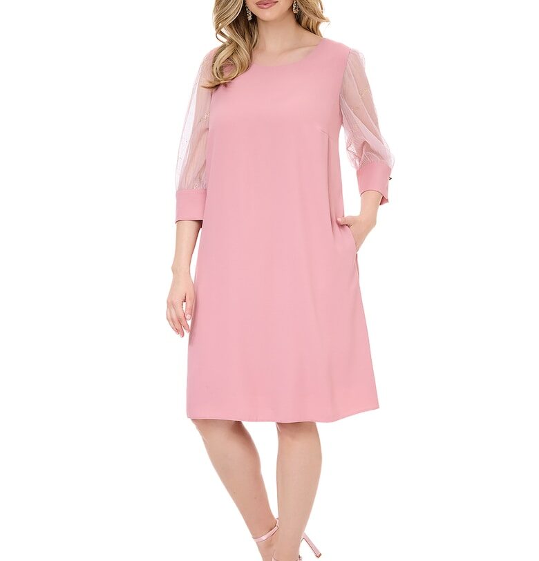 Свободна рокля Eleonor с джобове встрани - Пастелнорозов BAROCCA