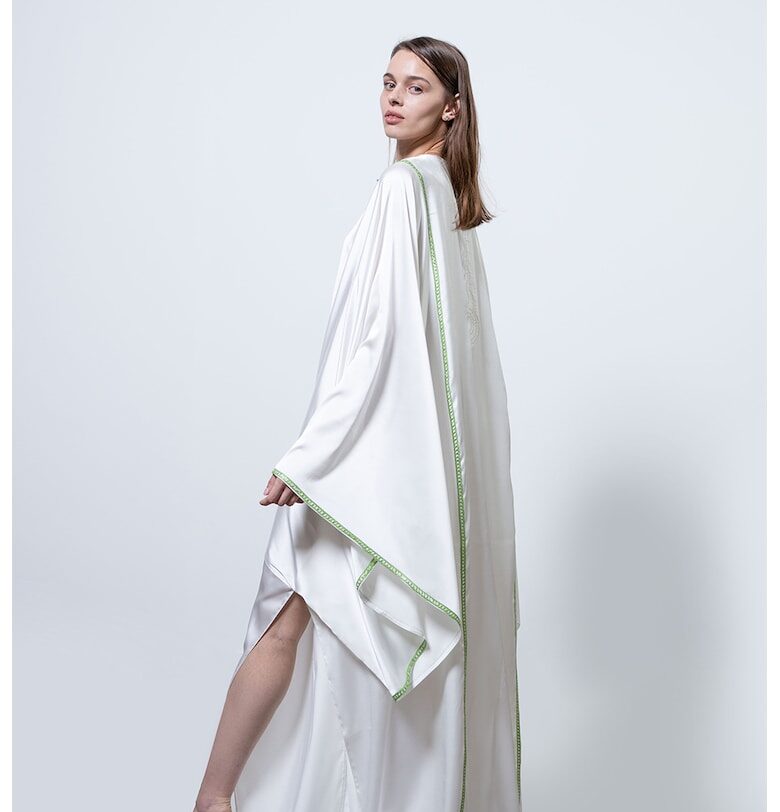 Свободна рокля - Бял/Зелен UVIA