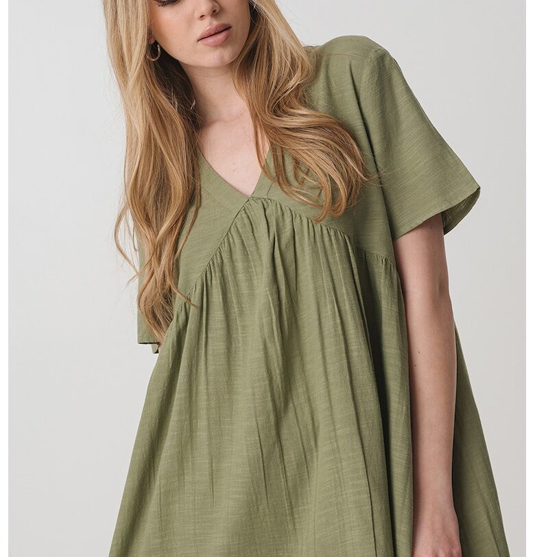 Свободна рокля с къси ръкави - Папратово зелено United Colors of Benetton