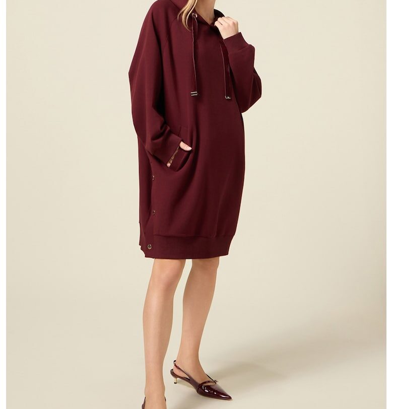 Свободна рокля тип худи - Бордо Oltre