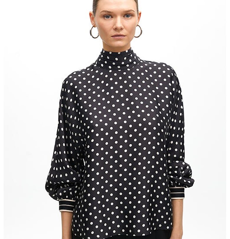 Свободна сатинирана блуза - Бял/Избеляло черно Lola casademunt