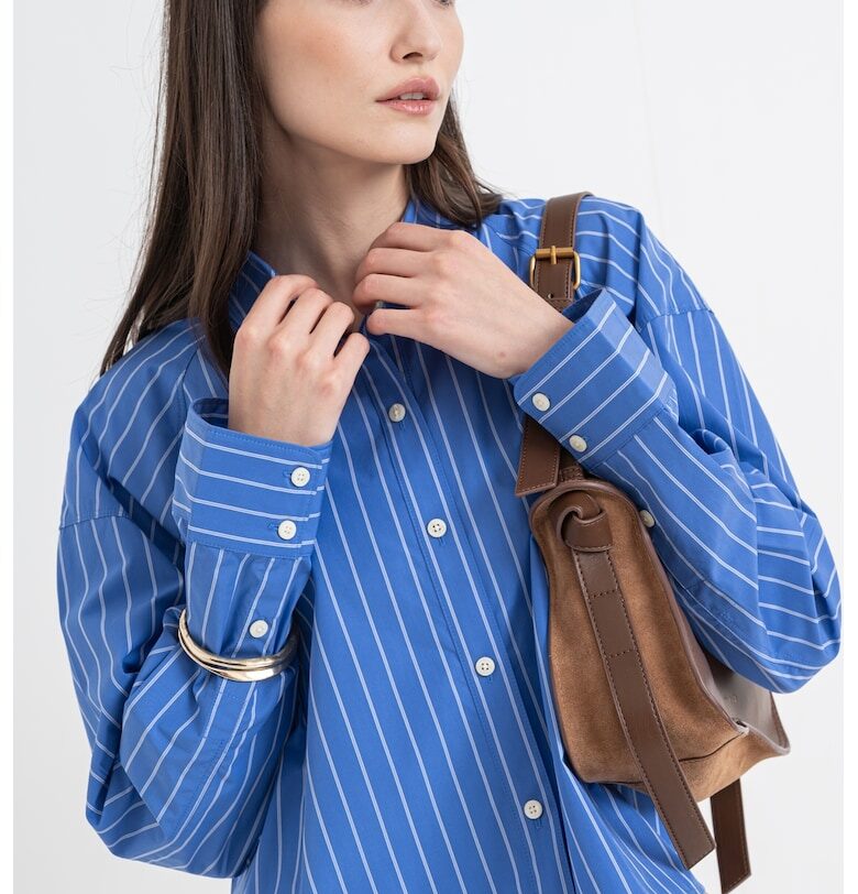 Свободна тениска на райе - Бял/Син CALVIN KLEIN JEANS