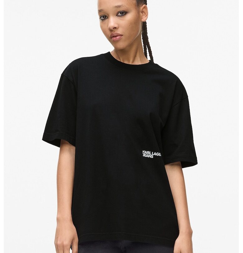 Свободна тениска от органичен памук - Черен KARL LAGERFELD JEANS